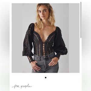 New! Free people black Regina bodysuit